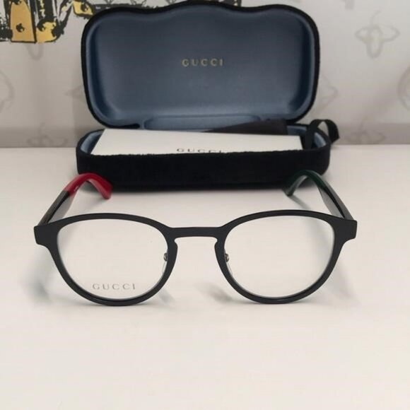 Gucci GG0161O 002 – Gloss Black with Green & Red Web Stripes | 48-23-145 | New A - Picture 5 of 11